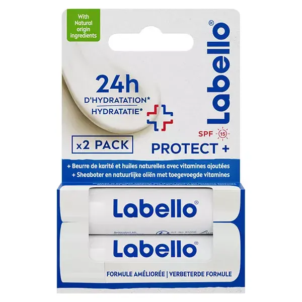 Labello Stick Soin des Lèvres Hydratant Protect+ Lot de 2 x 4,8g