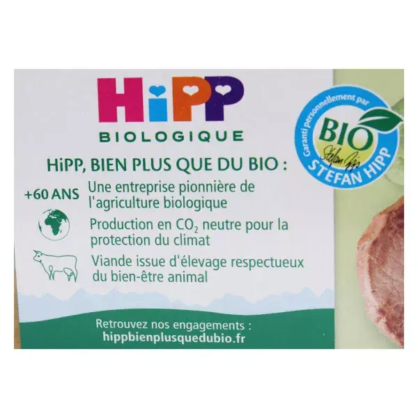 Hipp Les Menus Plaisir Bio Espinacas Patatas Ternera +12m Lote de 2x250g