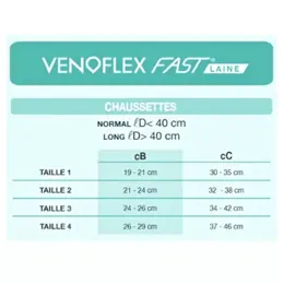 Venoflex Fast Laine Chaussettes Classe 3 Long Taille 4 Écru