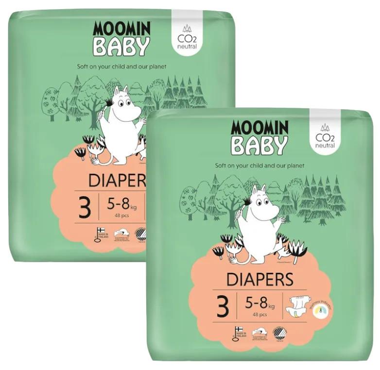 Moomin babyluiers maat 3 (5-8 kg) 2x48 eenheden