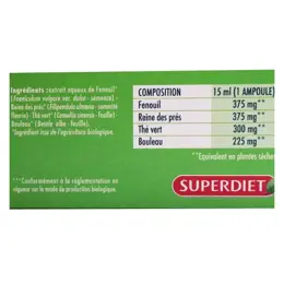 Superdiet Quatuor Thé Vert Minceur Bio Reine des Prés 20 ampoules