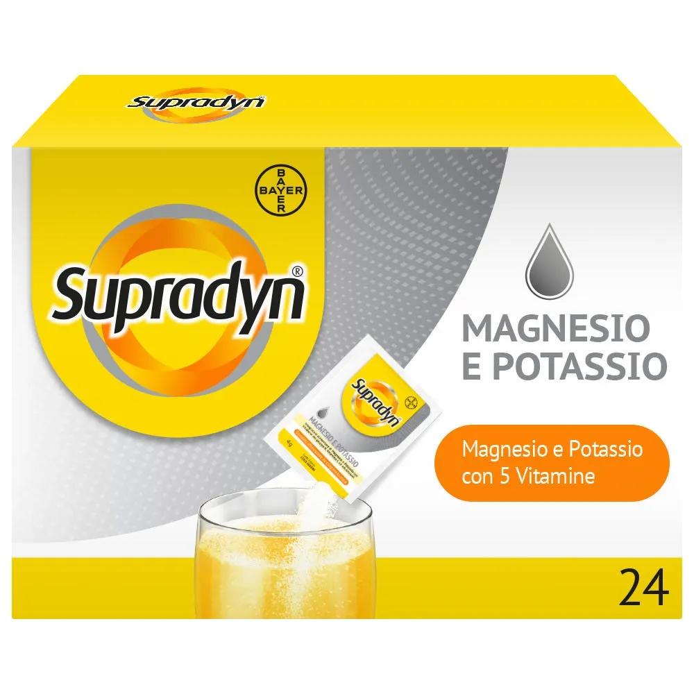 Supradyn Magnesio e Potassio Integratore Con Vitamine B, Acido Folico e Minerali 24 Bustine Effervescenti