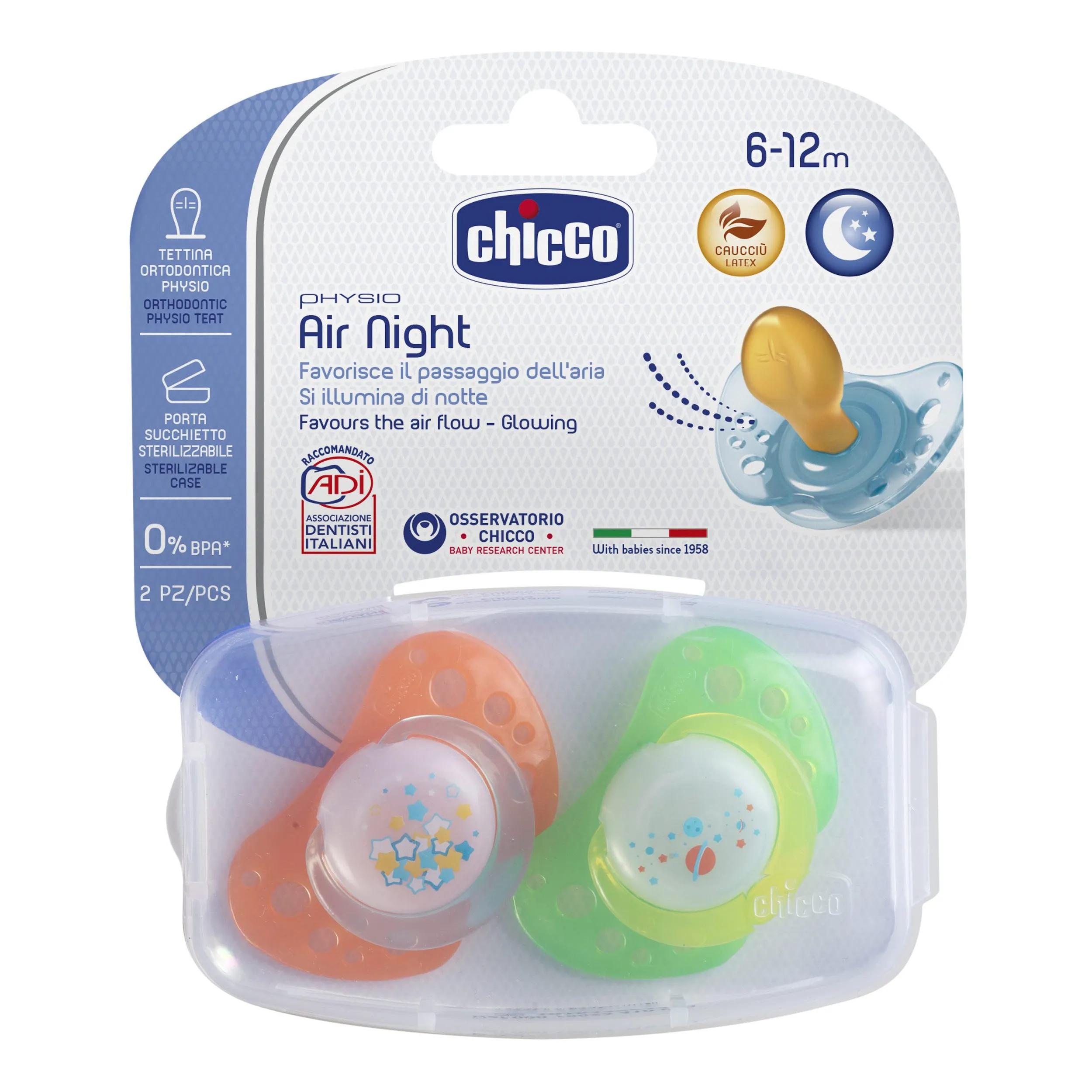 Chicco Physio Air Succhietto Luminoso Caucciu 6-12 Mesi 2 Pezzi