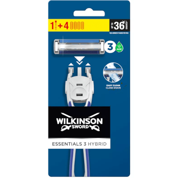 Wilkinson Sword Essentials 3 hybride scheermes + 4 navullingen