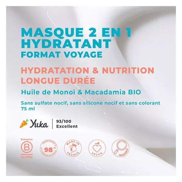 Energie Fruit Cheveux Masque 2 en 1 Format Voyage Monoï & Huile de Macadamia 75ml