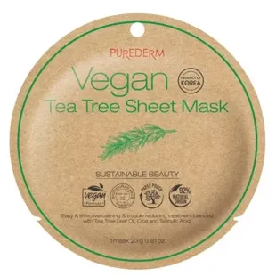 Purederm Masque en tissu végétalien à l'arbre à thé 1 pièce