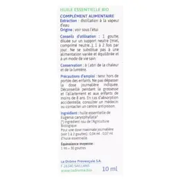 Ladrôme Huile Essentielle Clou de Girofle Bio 10ml