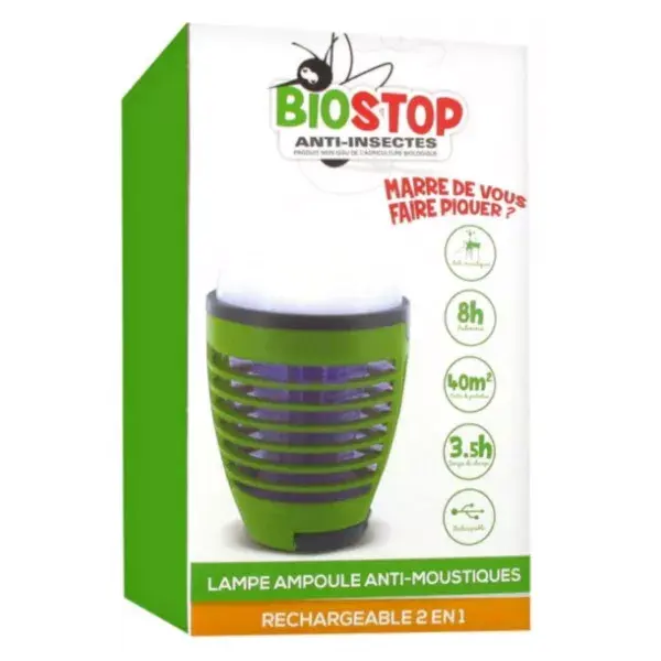 Biostop Lampe Ampoule Anti-Moustiques Rechargeable