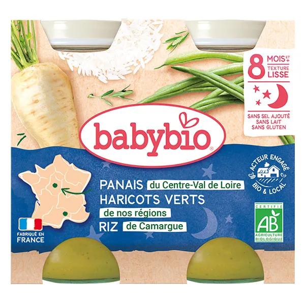 Babybio Bonne Nuit Tarros con Chirivía, Judías Verdes y Arroz a partir de 8 meses 2 x 200g