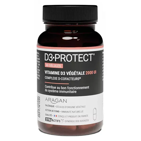 Aragan - Synactifs - D3 Protect - Immunité - Vitamine D3, Magnésium - 60 gélules