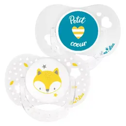 Luc et Léa Sucette Silicone Edition Limitée Duo Renard Petit Coeur 0-6mois