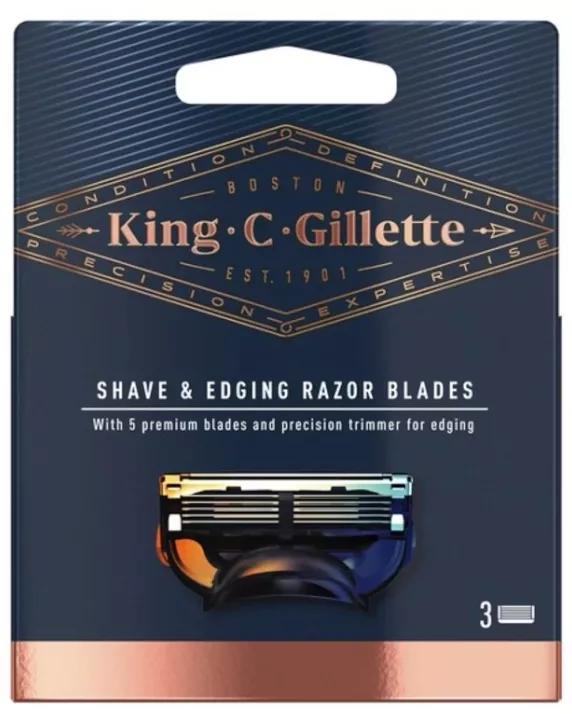 Gillette King C. Remplacement de machine à raser et à profiler 3 unités