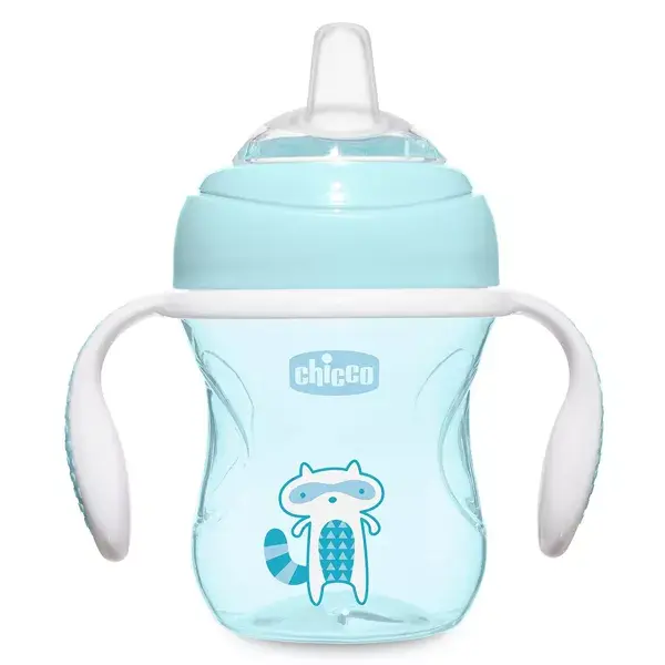Chicco Mealtime Transition Cup Silicone Handle +4m Raccoon Blue 200ml