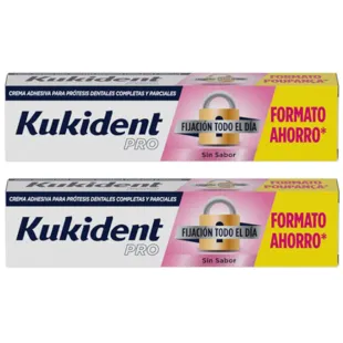 Kukident Pro Fijación Todo el Día Sin Sabor 2x70 gr PACK AHORRO
