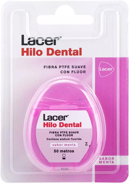 Lacer Hilo Dental Extra-Suave Con Flúor y Triclosán Sabor Menta 50 metros