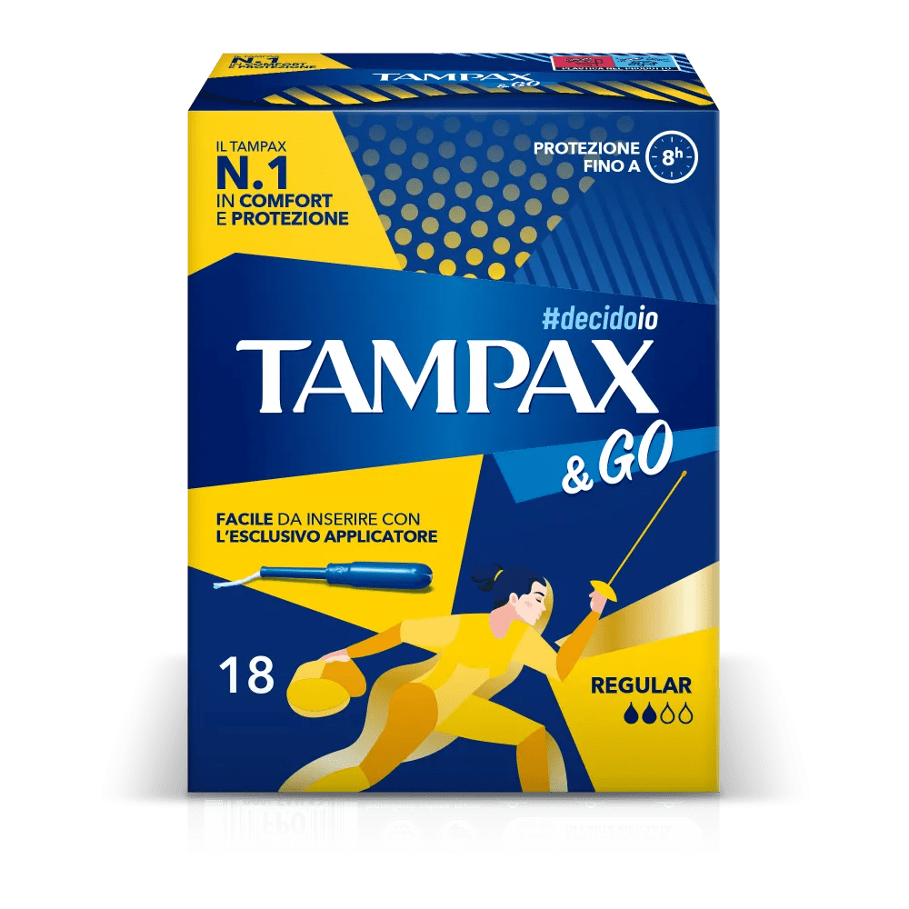 Tampax&Go Regular per Flussi Medi Ciclo Mestruale 18 Pezzi