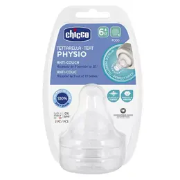 Chicco Accessoires Biberons Tétine Physiologique Anti-Coliques Débit Repas +6m Lot de 2