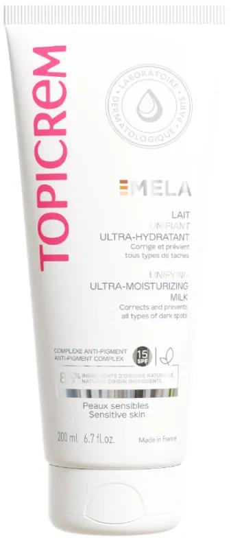 Topicrem Mela Ultra-feuchtigkeitsspendende Körpervereinheitlichungsmilch SPF15 200 ml