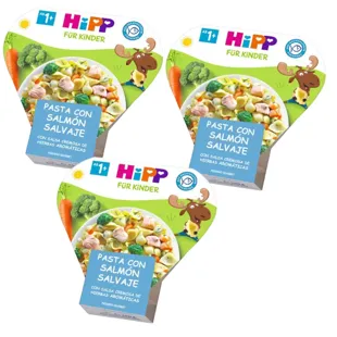 HiPP Pasta con Salmón y Salsa de Hierbas Aromáticas +1 Año 3x250 gr