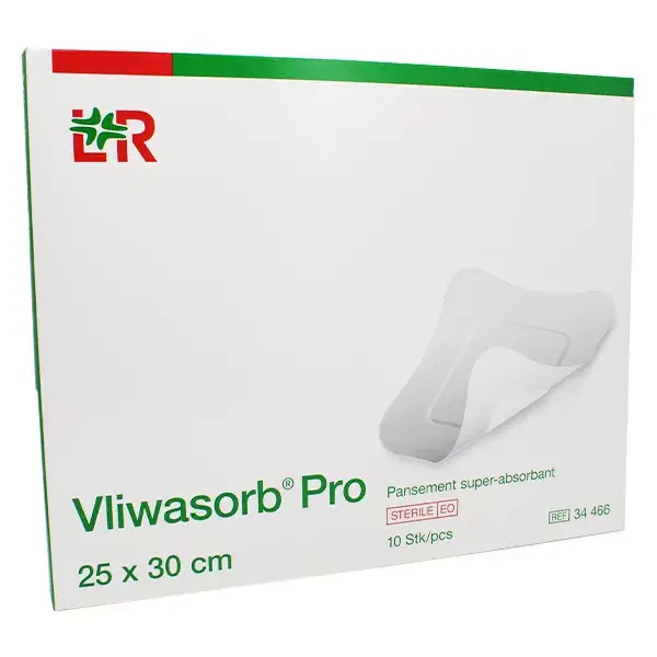 L&R Vliwasorb Pro Super Absorbent Sterile Dressing 25cm x 30cm 10 units