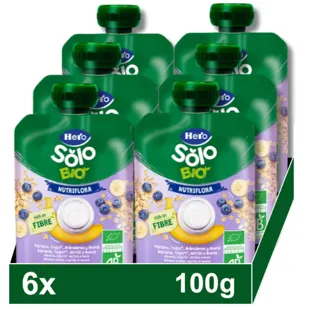 Hero Solo Bio Bolsita de Platáno, Arándanos y Yogur +6m 6x100 gr