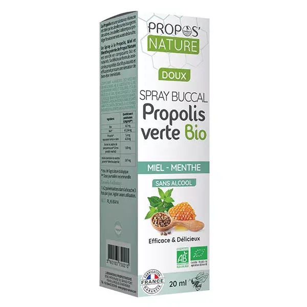 Propos' Nature Apithérapie Spray Buccal Propolis Miel Menthe Bio 20ml