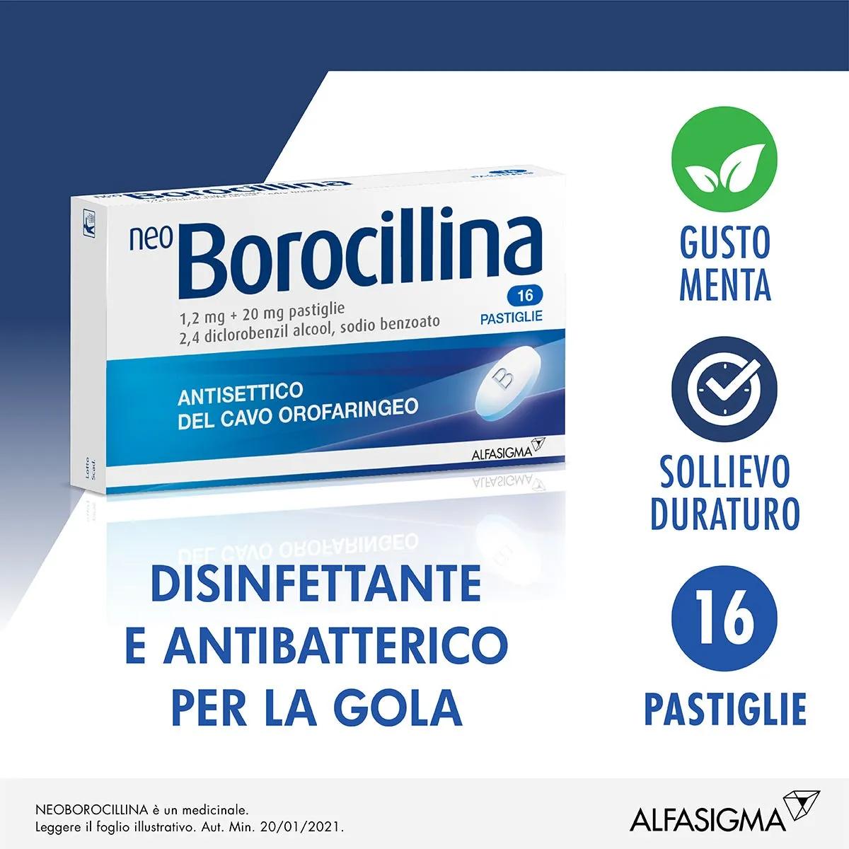 Neo Borocillina 1,2mg +20mg Antisettico Cavo Orofaringeo 16 Pastiglie