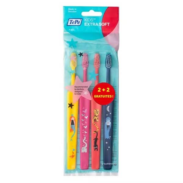 TePe Kids Cepillo de Dientes Extra Suave Pack de 4
