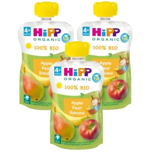 HiPP Pouches de Manzana, Pera y Plátano BIO +4m 3x100 gr
