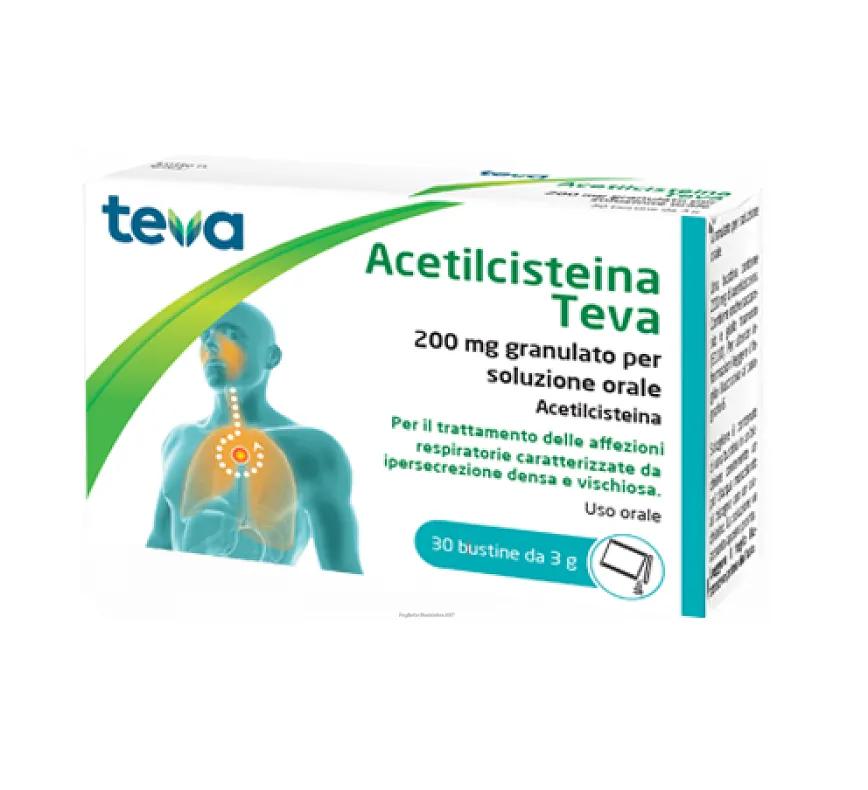 Acetilcisteina Teva 200mg Granulato per Soluzione Orale 30 Bustine