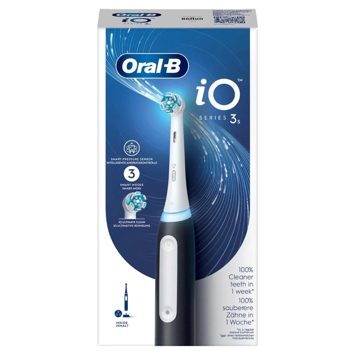 Oral-B iO 3S Spazzolino Elettrico Ricaricabile Nero con 1 Testina Di Ricambio