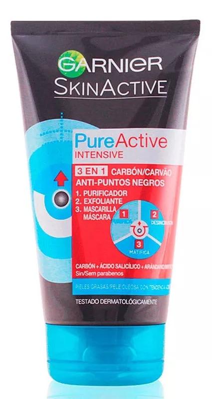 Garnier Pure Active Intense Gel de Limpeza Carvão Vegetal Puro  3 em 1 150ml