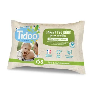 Tidoo Salviettine Bio Compostabili alla Calendula Senza Profumo 58 salviettine