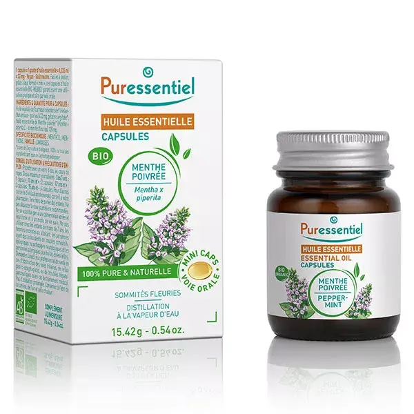 Puressentiel Capsules Huiles Essentielles Capsules de Menthe Poivrée Bio 60 capsules