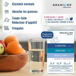 Granions Coupe Faim Konjac Psyllium Chrome Boite de 60 gélules