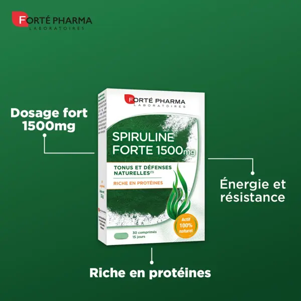 Forté Pharma Spiruline Forte 1500 Tonus Défenses Protéines Naturel 30 comprimés