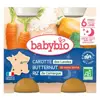 Babybio Repas Soir Pot Carotte Butternut Riz +6m Bio 2 x 200g