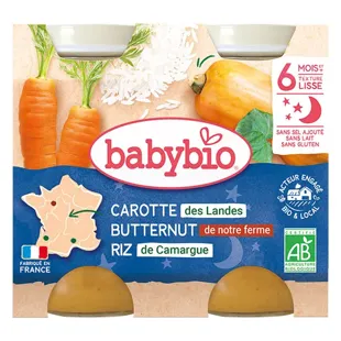 Babybio Bonne Nuit Pots Carota Zucca Potimarron Riso dai 6 mesi 2 x 200g