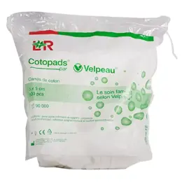 Velpeau Cotopads Carrés de Coton Non Stérile 5 x 5cm Lot de 4 x 500 unités