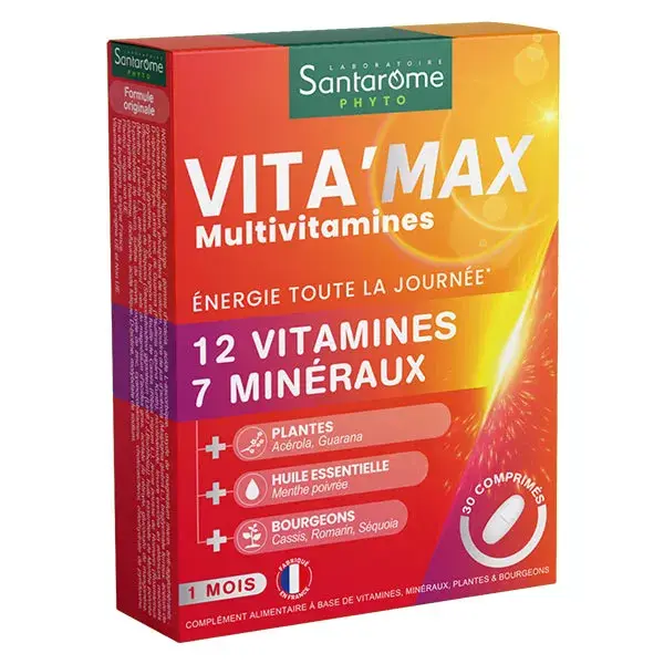 Santarome Bio Vita'max Multivitamines Energie et Vitalité 30 comprimés