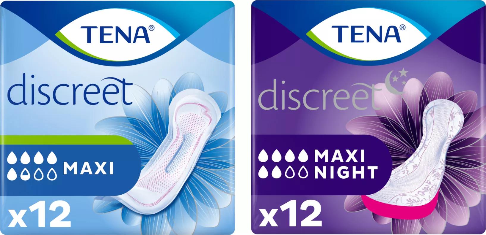 TENA Discreet Maxi Night Women 12 stuks + Maxi Women 12 stuks