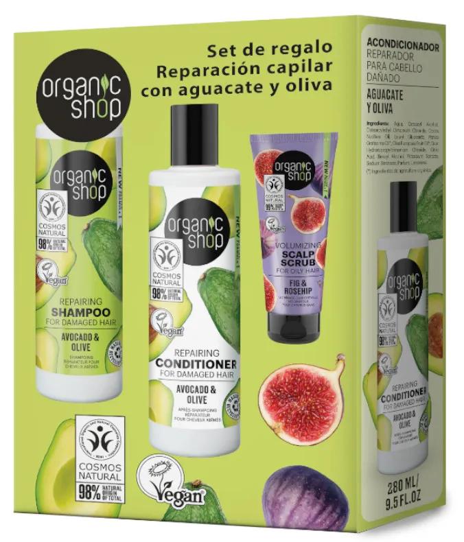 Organic Shop Shampooing 280 ml + Après-shampooing 280 ml + Gommage capillaire 75 ml