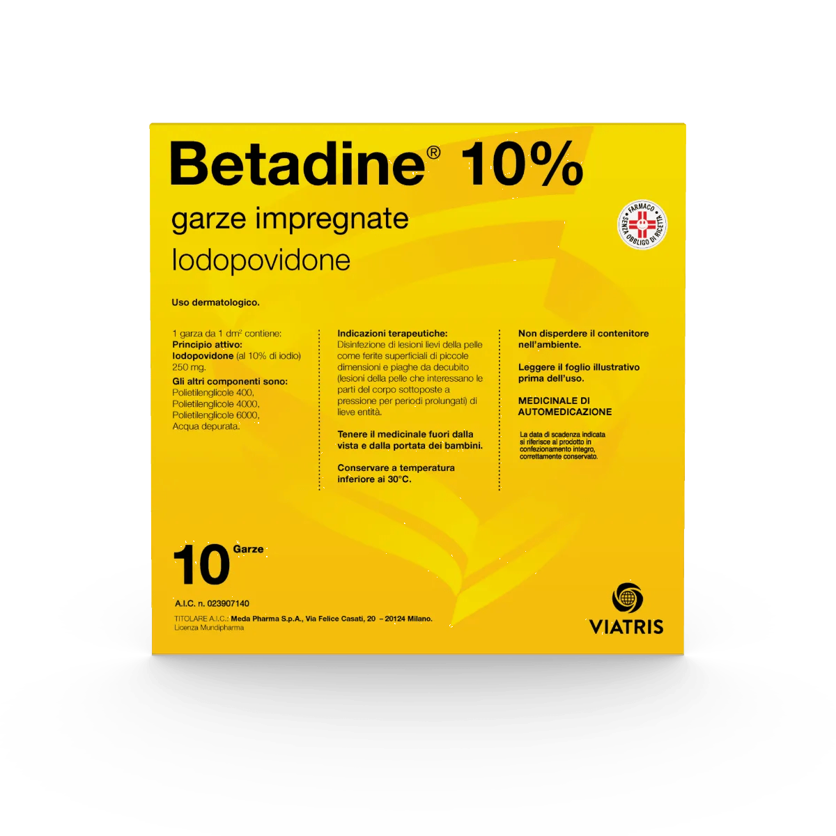 Betadine 10% Iodopovidone 10 Garze Impregnate 10 x10