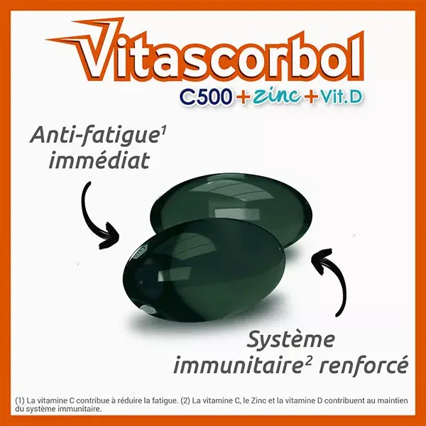 Vitascorbol C500 + Zinc + Vitamine D 30 capsules