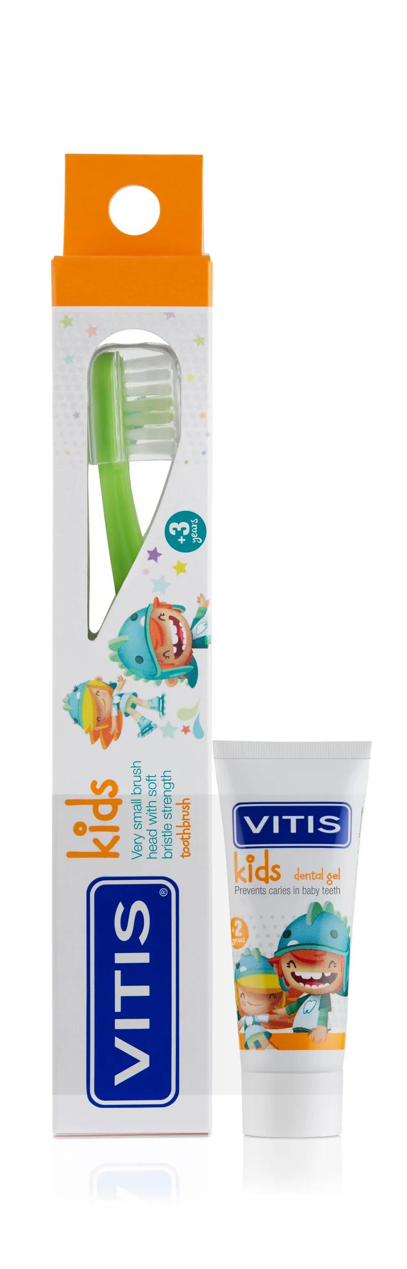 Vitis Kids Spazzolino Bambini +3 anni + Gel Dentifricio 8 ml