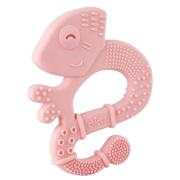 Chicco Teething Ring +2m Soft & Clean Pink Iguana
