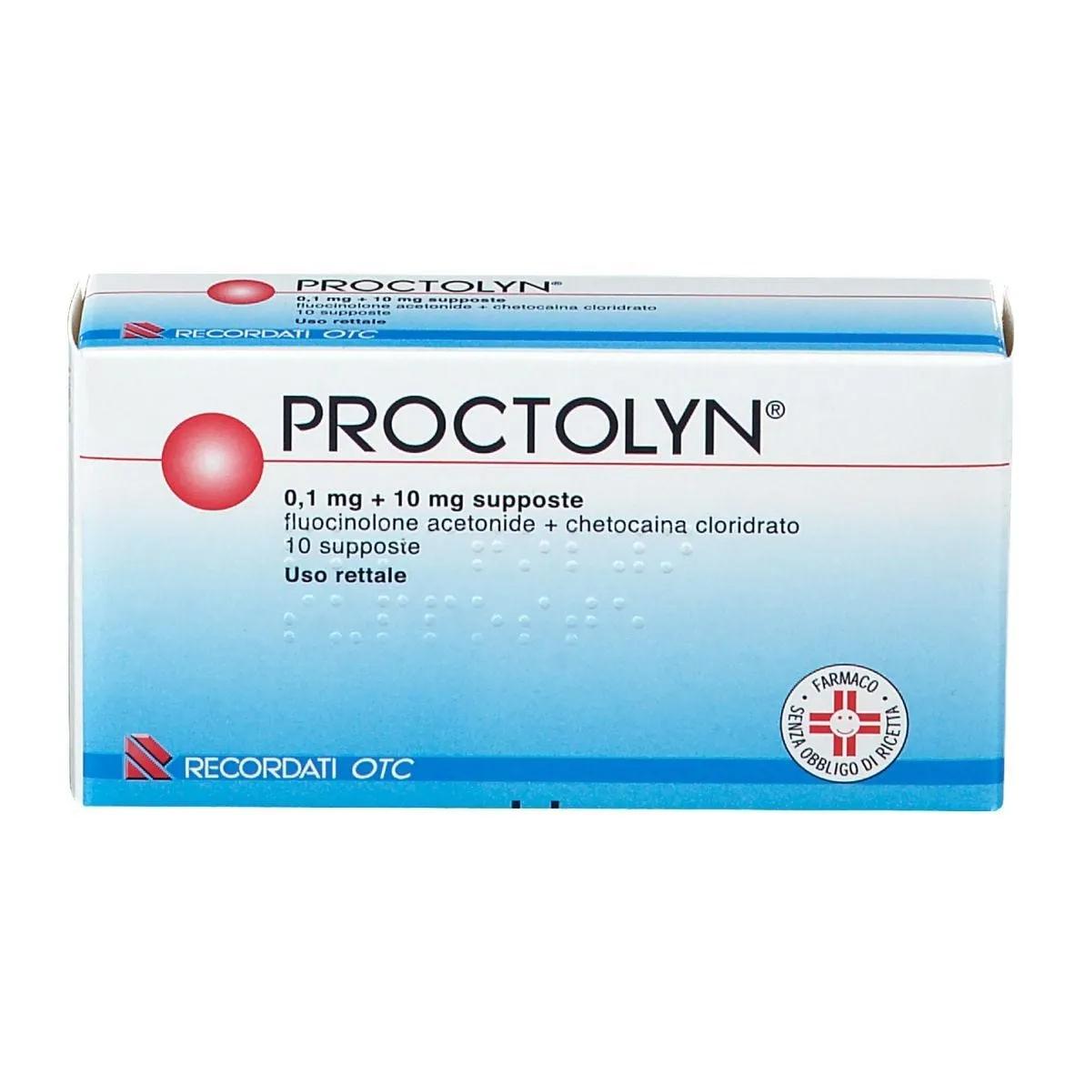 Proctolyn 0,1 mg + 10 mg Chetocaina cloridrato Emorroidi 10 Supposte