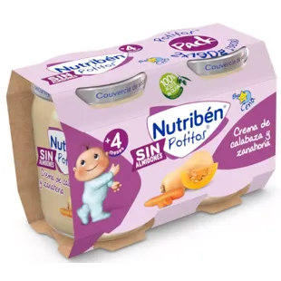 Nutribén Potitos Cena Crema de Calabaza y Zanahoria +4m 2x190 gr
