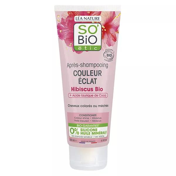 So'Bio Étic Cheveux Colorés ou Méchés Après-Shampoing Hibiscus & Acide Laurique de Coco Bio 200ml