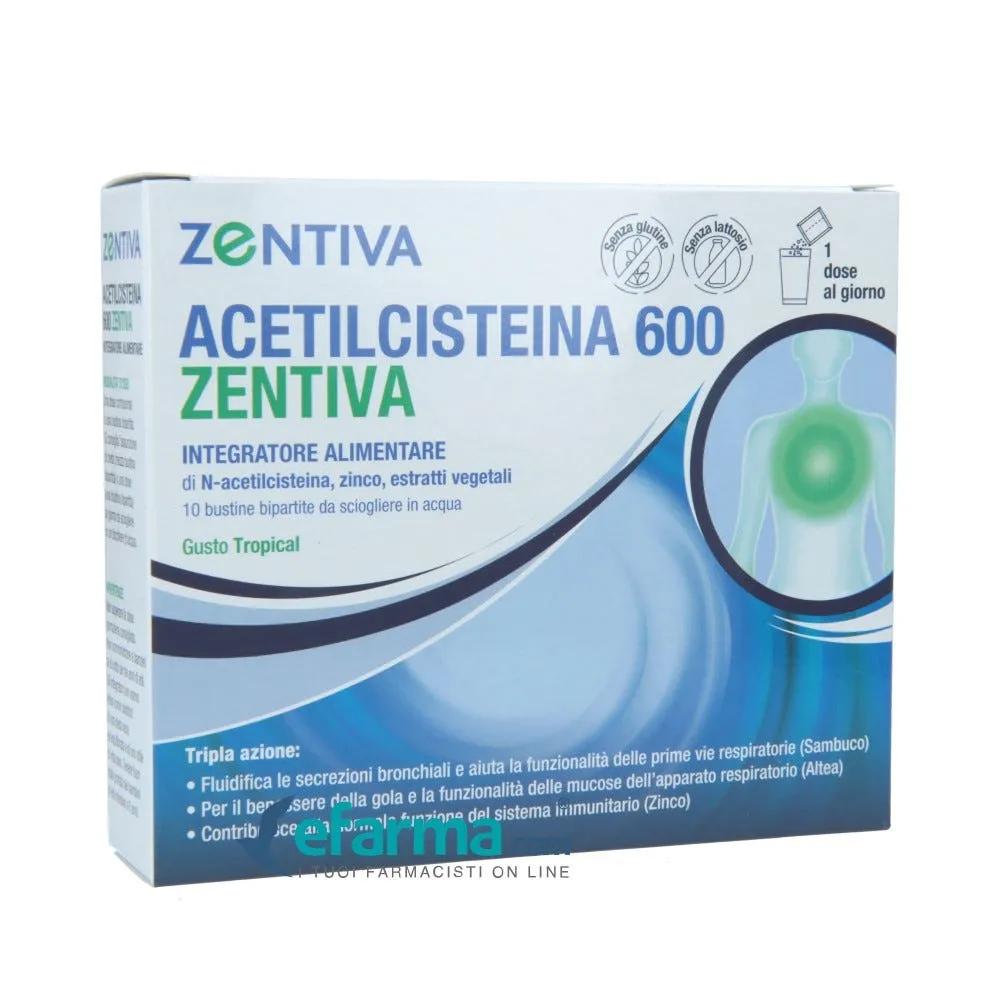 Acetilcisteina 600 Zentiva Integratore Benessere Vie Respiratorie 10 Bustine